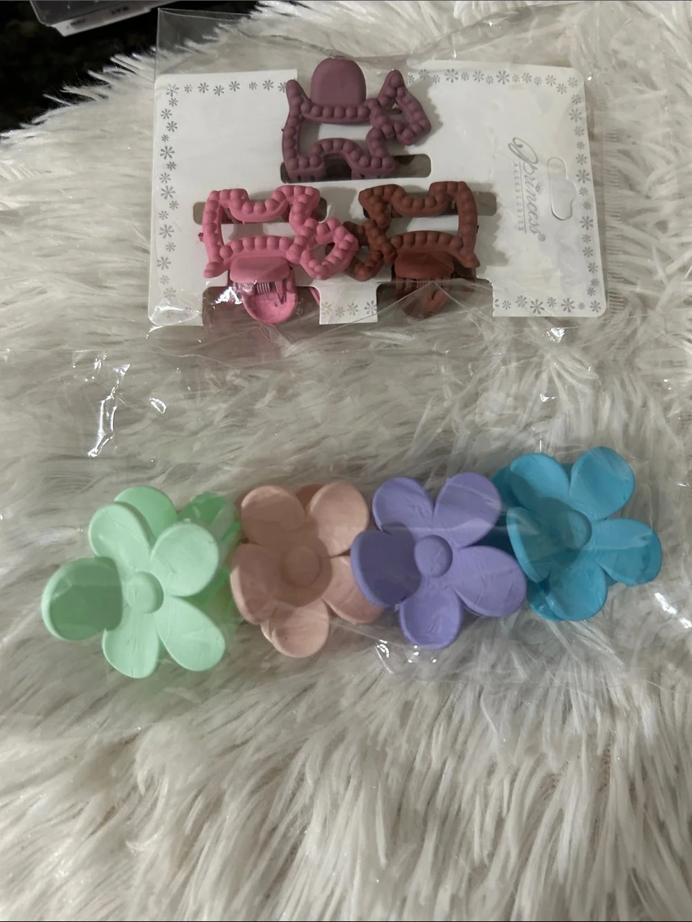 Kids Flower Hair Clips - Pastel Pink, Lavender, Mint & Blue - (Brand)